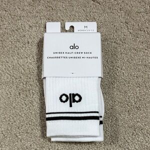 ALO Yoga White and Black Half-Crew Socks